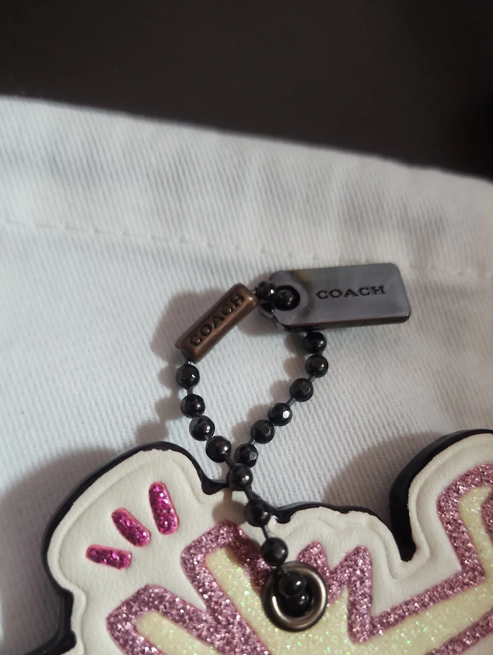 COACH X Keith Haring Colab Leather Glitter Dancing Dog Bag Charm Nwot